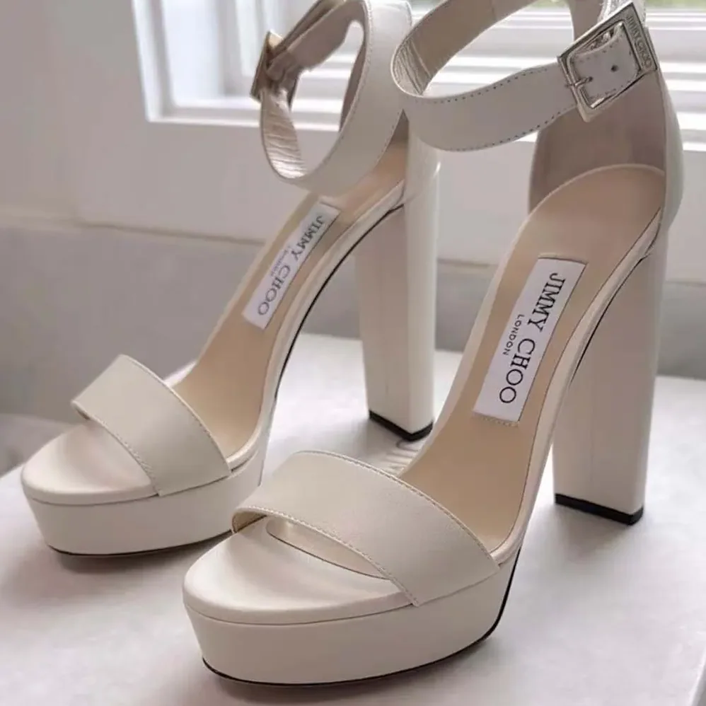 Jimmy Choo Isra 120 Leather Platform Sandals for Women in White