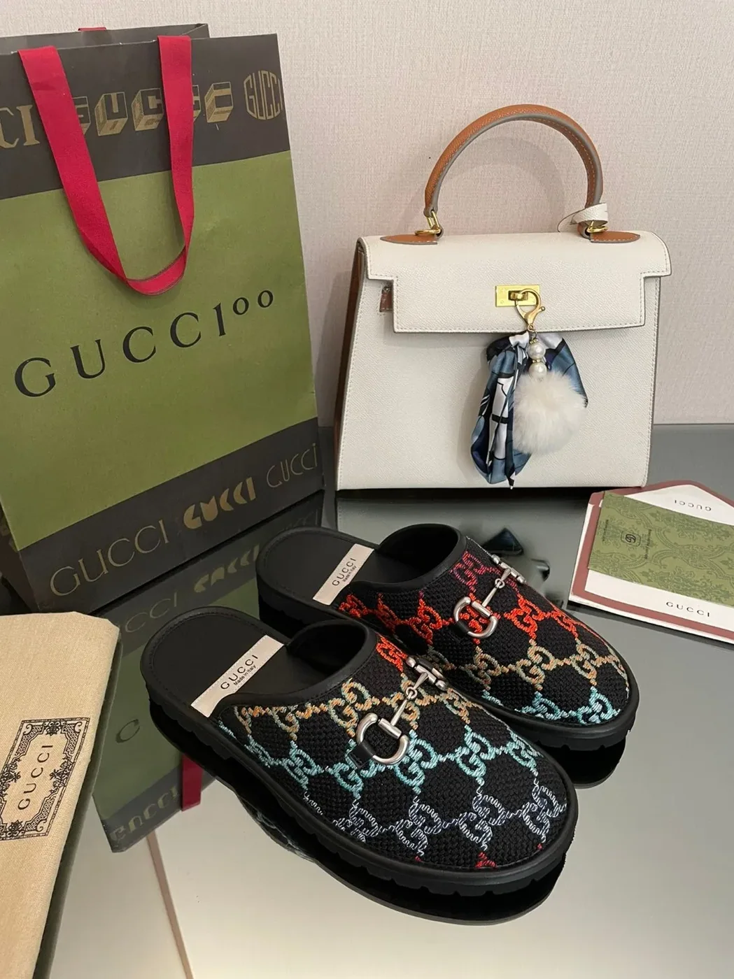 Gucci GG Slipper With Horsebit Black GG Shoes for Men