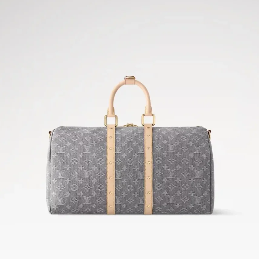 Louis Vuitton Keepall Bandouliere 45 Travel Bag in Cloudy Gray Gold Hardware Louis Vuitton Keepall Bandouliere 45 Travel Bag in Cloudy Gray Gold Hardware