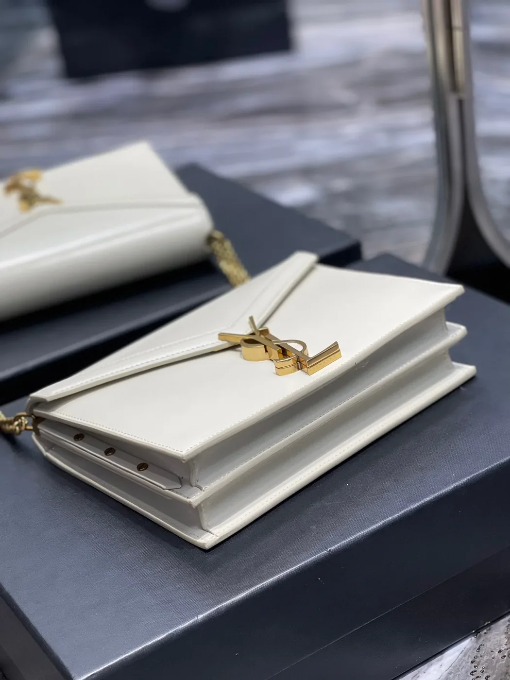 Saint Laurent Cassandra Medium Shoulder Bag in White Gold Hardware Saint Laurent Cassandra Medium Shoulder Bag in White Gold Hardware