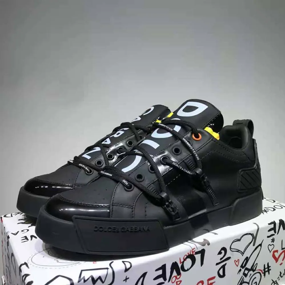 Dolce Gabbana D&G Portofino Sneakers in Calfskin and Patent Leather for Women