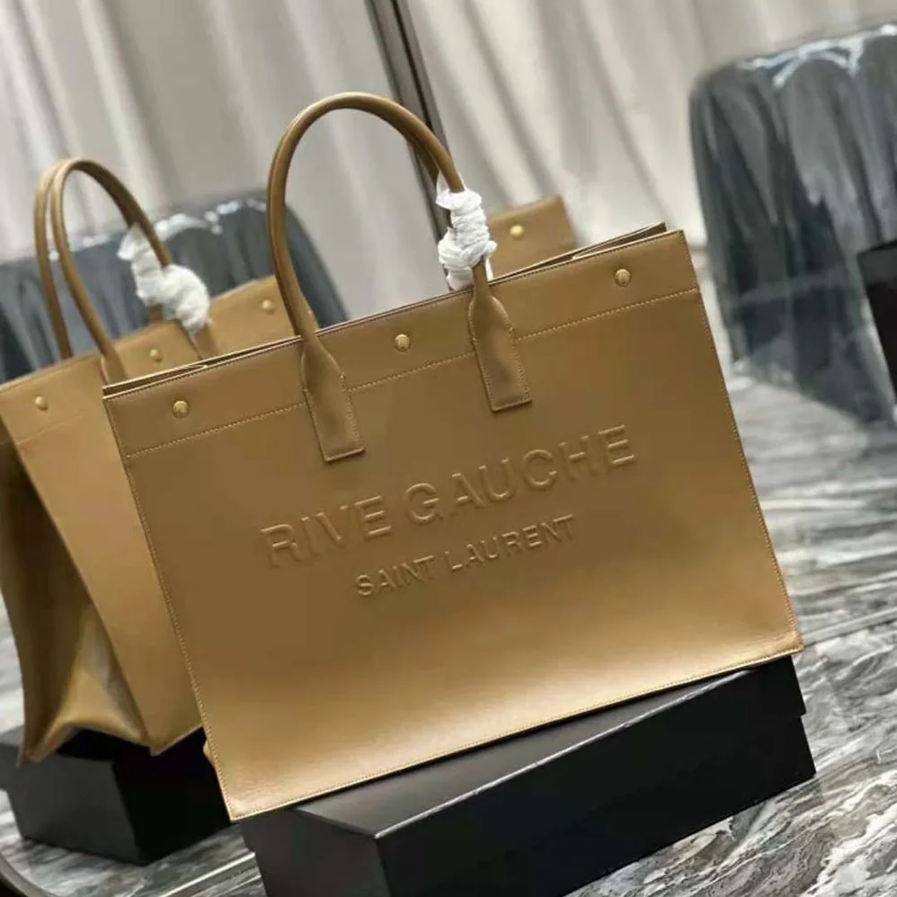 Saint Laurent YSL Rive Gauche Large Tote Bag in Vegetable for Women in Tanned Leather Saint Laurent YSL Rive Gauche Large Tote Bag in Vegetable for Women in Tanned Leather