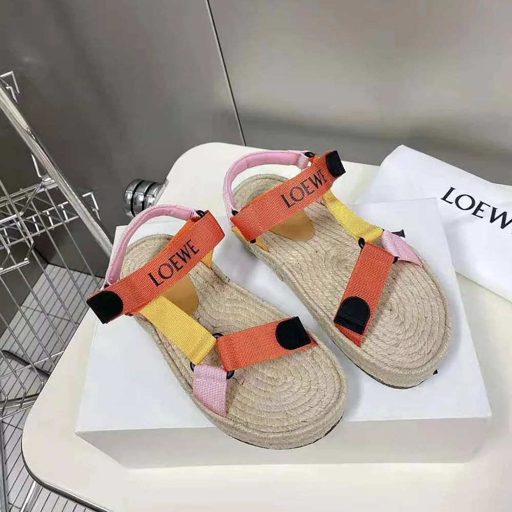 Loewe Strappy Espadrille in Nylon for Women in Orange