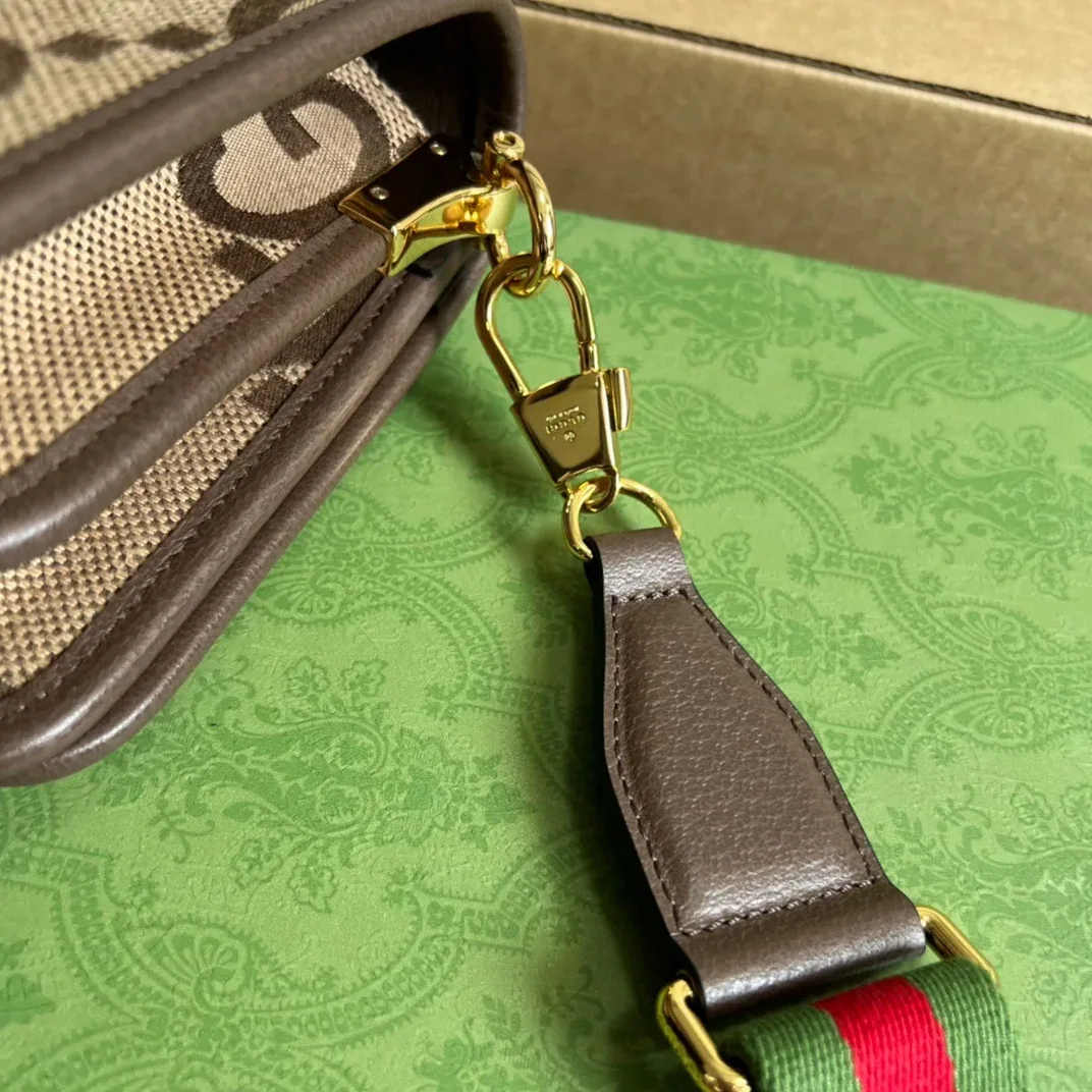 Gucci Ophidia Mini Jumbo GG Bag Camel And Ebony Jumbo GG Canvas /