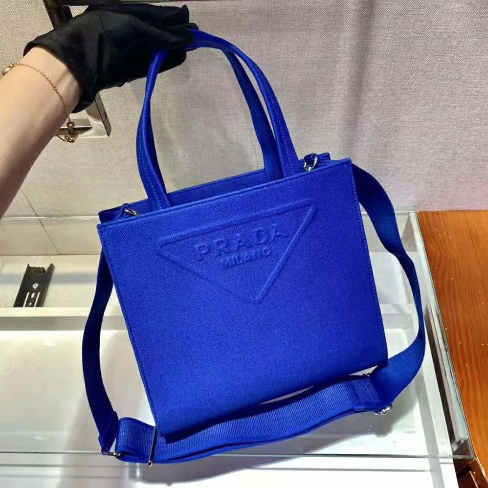 Prada Drill Tote Handles Bag for Women in Blue Prada Drill Tote Handles Bag for Women in Blue