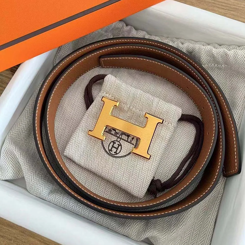 Hermes H Belt Buckle & Reversible Leather Strap 32 mm for Men in Black