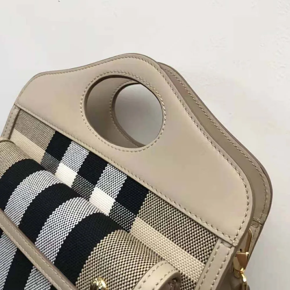 Burberry Mini Check Canvas and Leather Pocket Bag for Women Burberry Mini Check Canvas and Leather Pocket Bag for Women