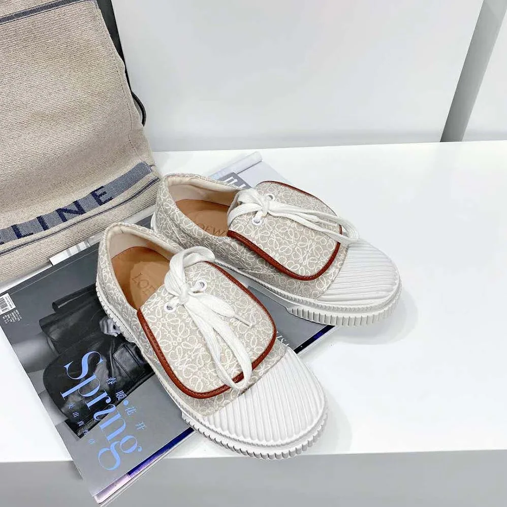 Loewe Anagram Flap Sneaker in Canvas for Women in White Loewe Anagram Flap Sneaker in Canvas for Women in White