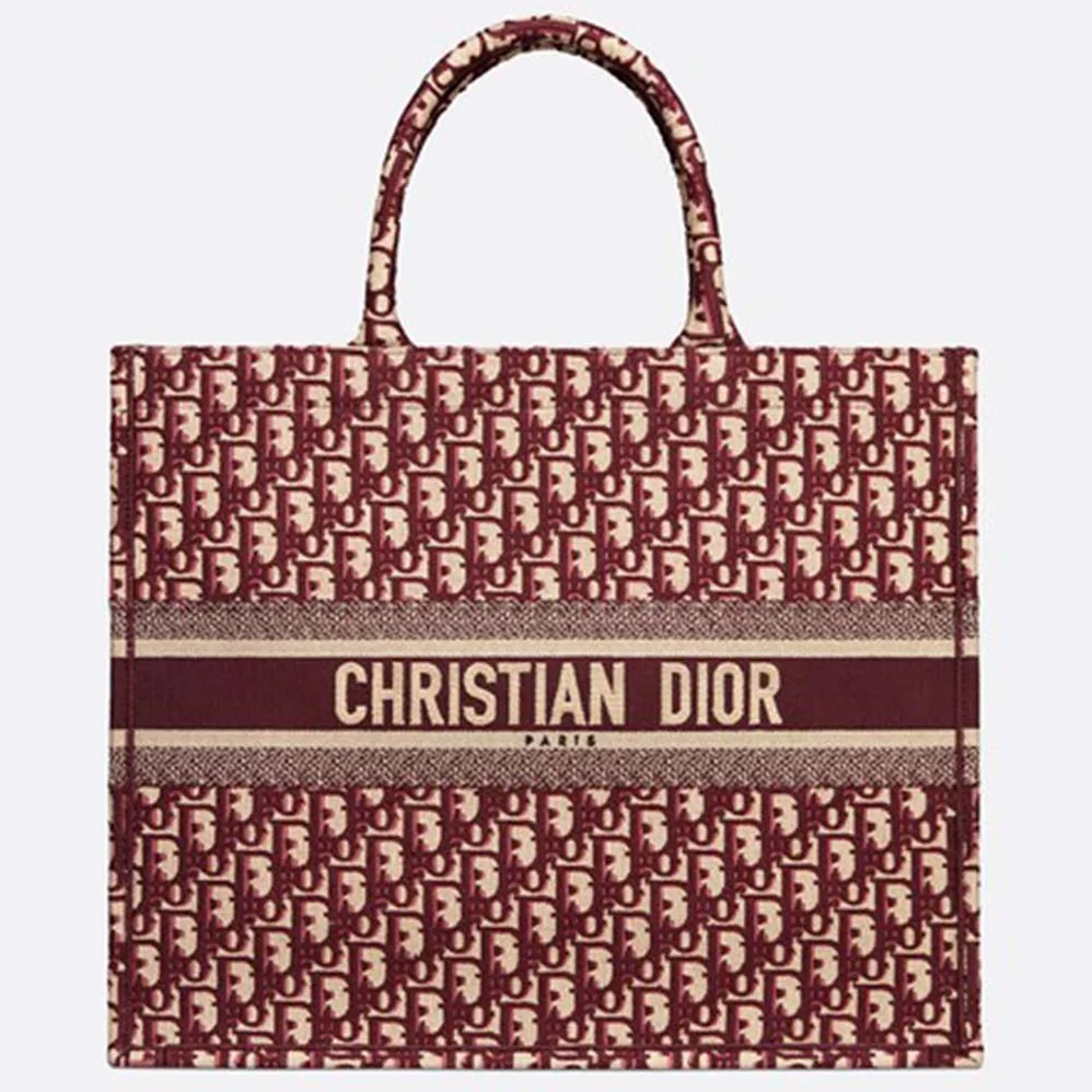 Dior Book Tote Dior Oblique Bag in Embroidered Canvas for Women in Maroon