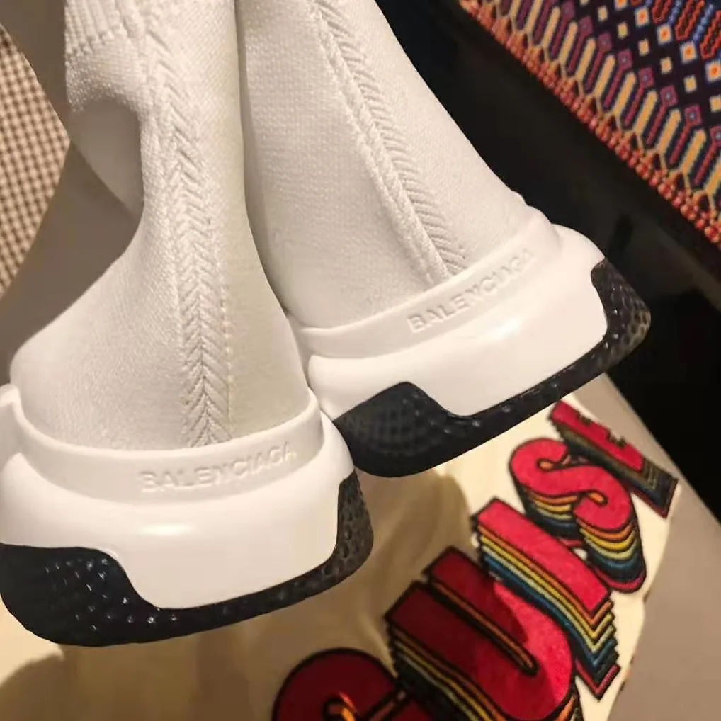 Balenciaga Speed Trainers in Knit and Balenciaga Logo for Women in White