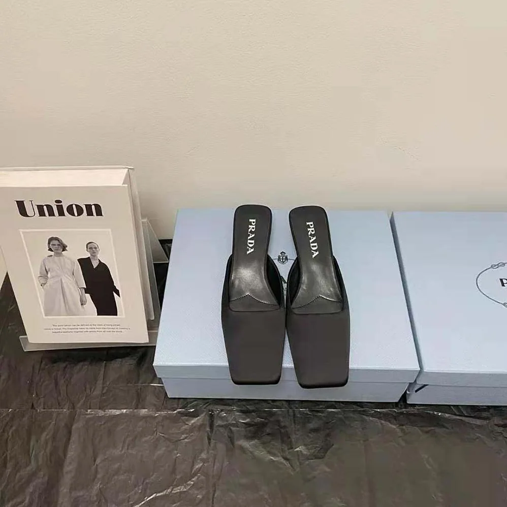Prada Satin Mules for Women in Black
