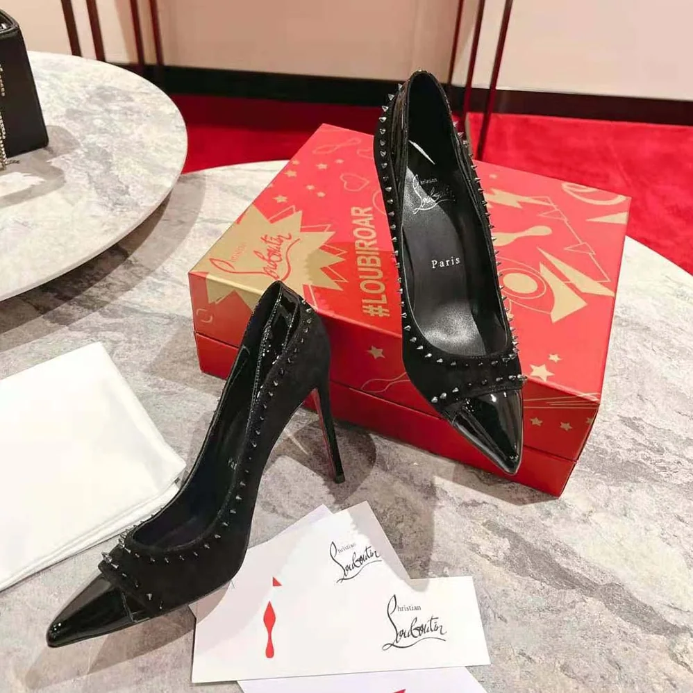 Christian Louboutin Duvette Spikes 85 mm Heel Height for Women in Black Christian Louboutin Duvette Spikes 85 mm Heel Height for Women in Black