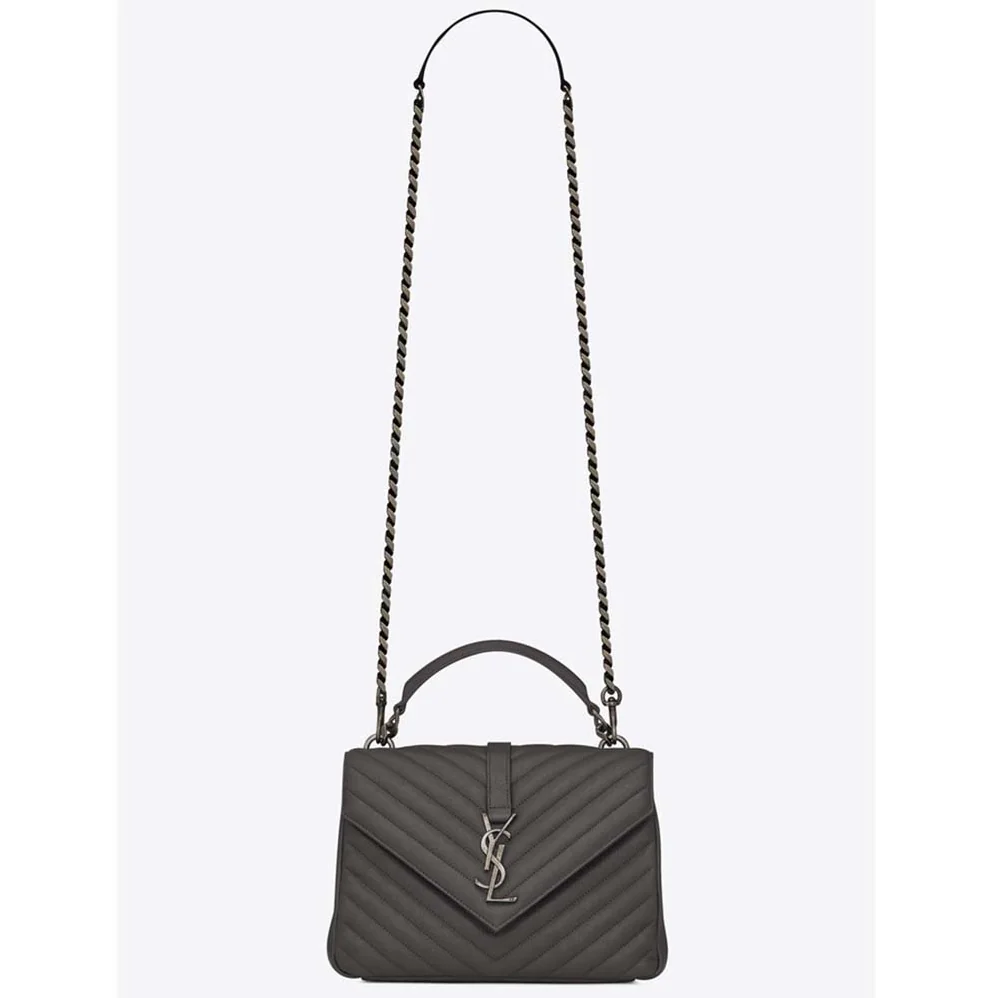 Saint Laurent YSL Classic Medium College Bag Matelasse Leather in Grey