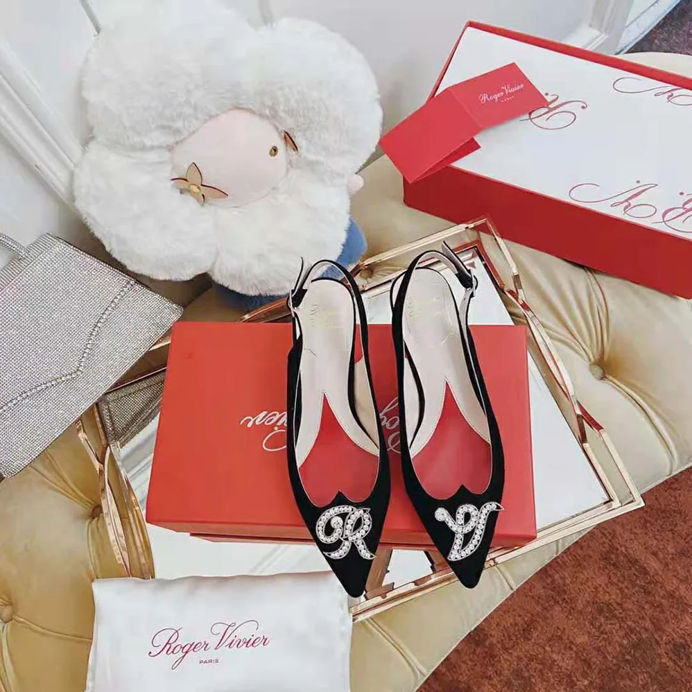Roger Vivier I Love Vivier RV Jewel Slingback Pumps in Suede for Women