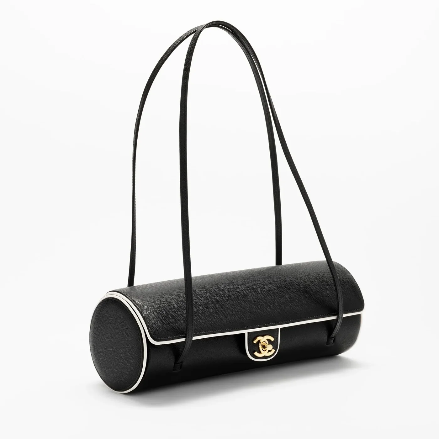 Chanel Bowling Large Shoulder Bag in Black/ White Gold Hardware