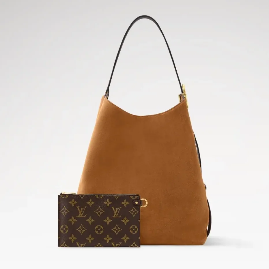 Louis Vuitton Low Key Hobo MM Shoulder Bag13. in Tan Suede Gold Hardware