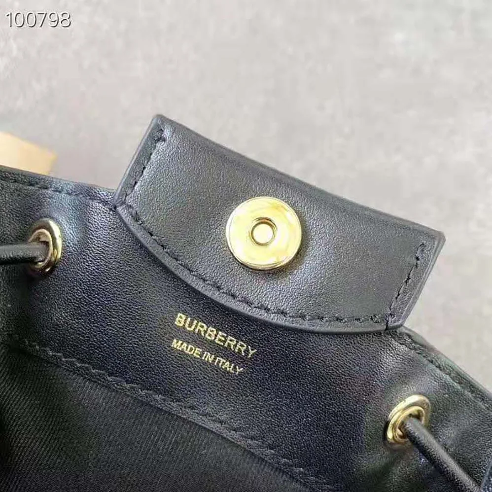 Burberry Monogram Motif Leather Bucket Bag for Women in Black Burberry Monogram Motif Leather Bucket Bag for Women in Black