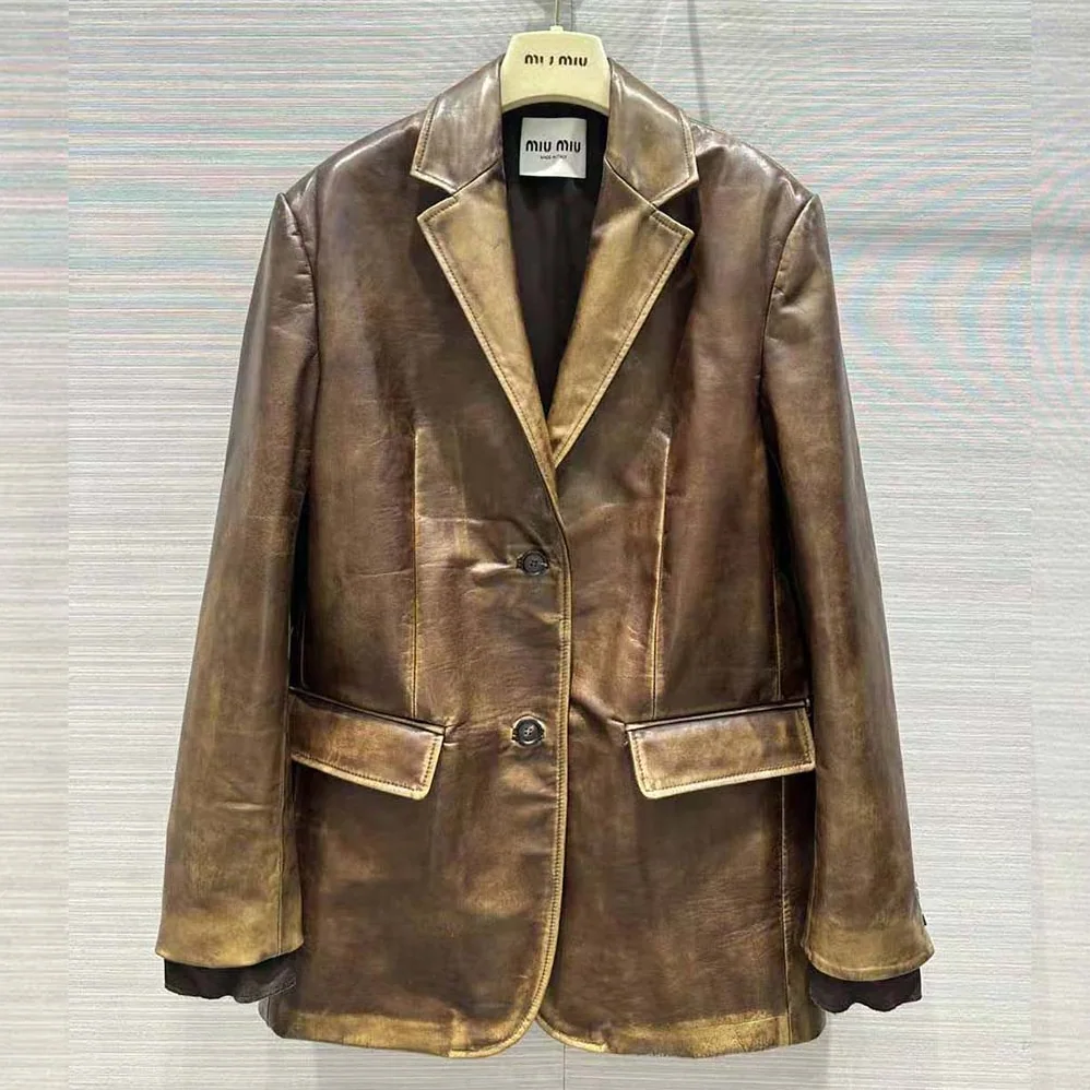 Miu Miu Nappa Leather Jacket with Hot for Women in stamped Logo Miu Miu Nappa Leather Jacket with Hot for Women in stamped Logo
