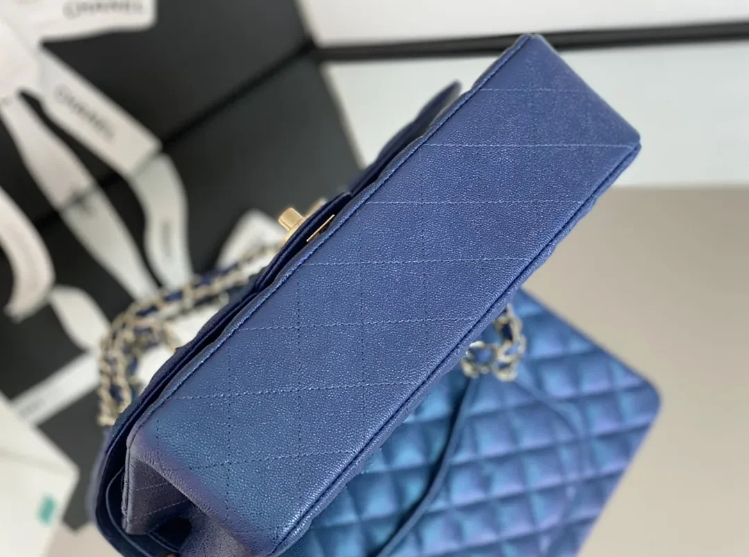 Chanel Classic Flap Bag Medium Crossbody in Blue Gold Hardware Chanel Classic Flap Bag Medium Crossbody in Blue Gold Hardware