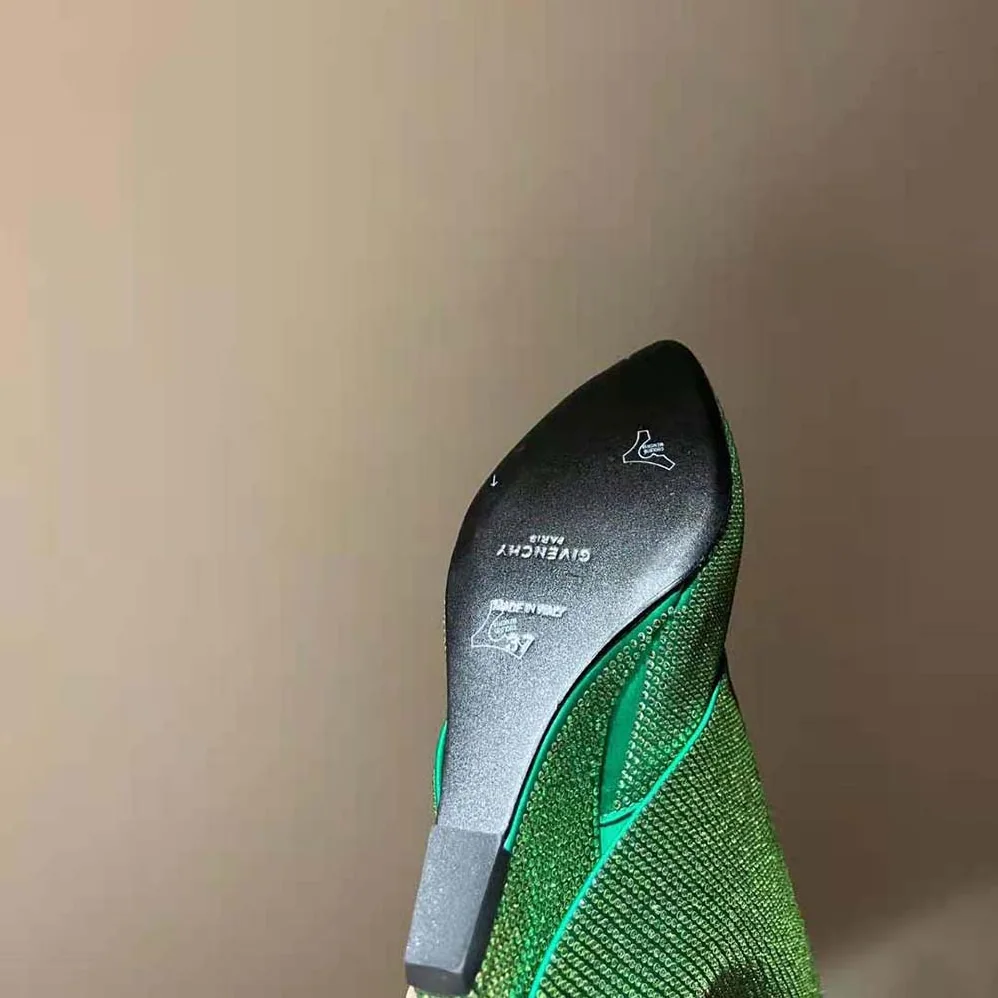 Givenchy Shark Lock Boots in Satin with Strass for Women in Green Givenchy Shark Lock Boots in Satin with Strass for Women in Green
