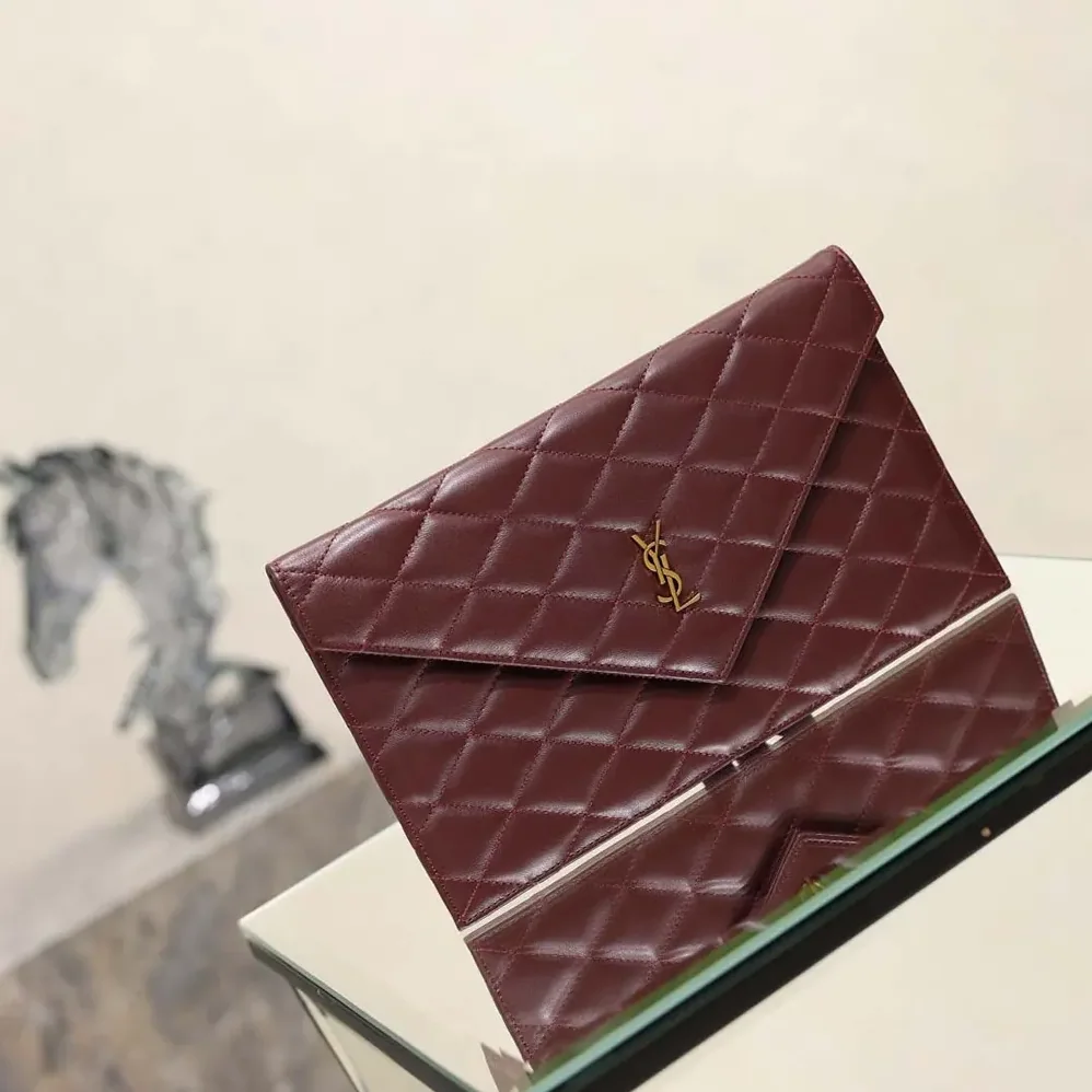 Saint Laurent YSL Paris Pouch In Lambskin Rouge Cabernet for Women Saint Laurent YSL Paris Pouch In Lambskin Rouge Cabernet for Women