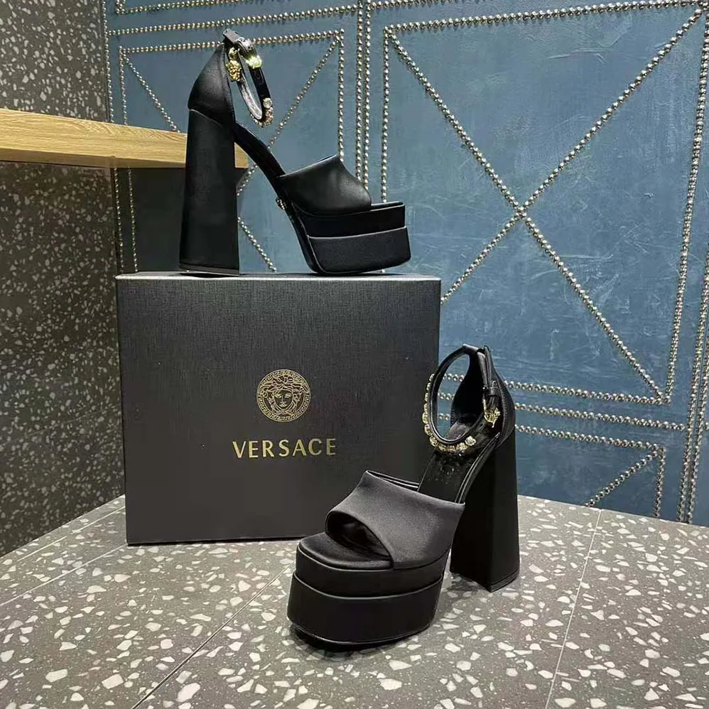 Versace Medusa Aevitas Platform Sandals for Women in Black