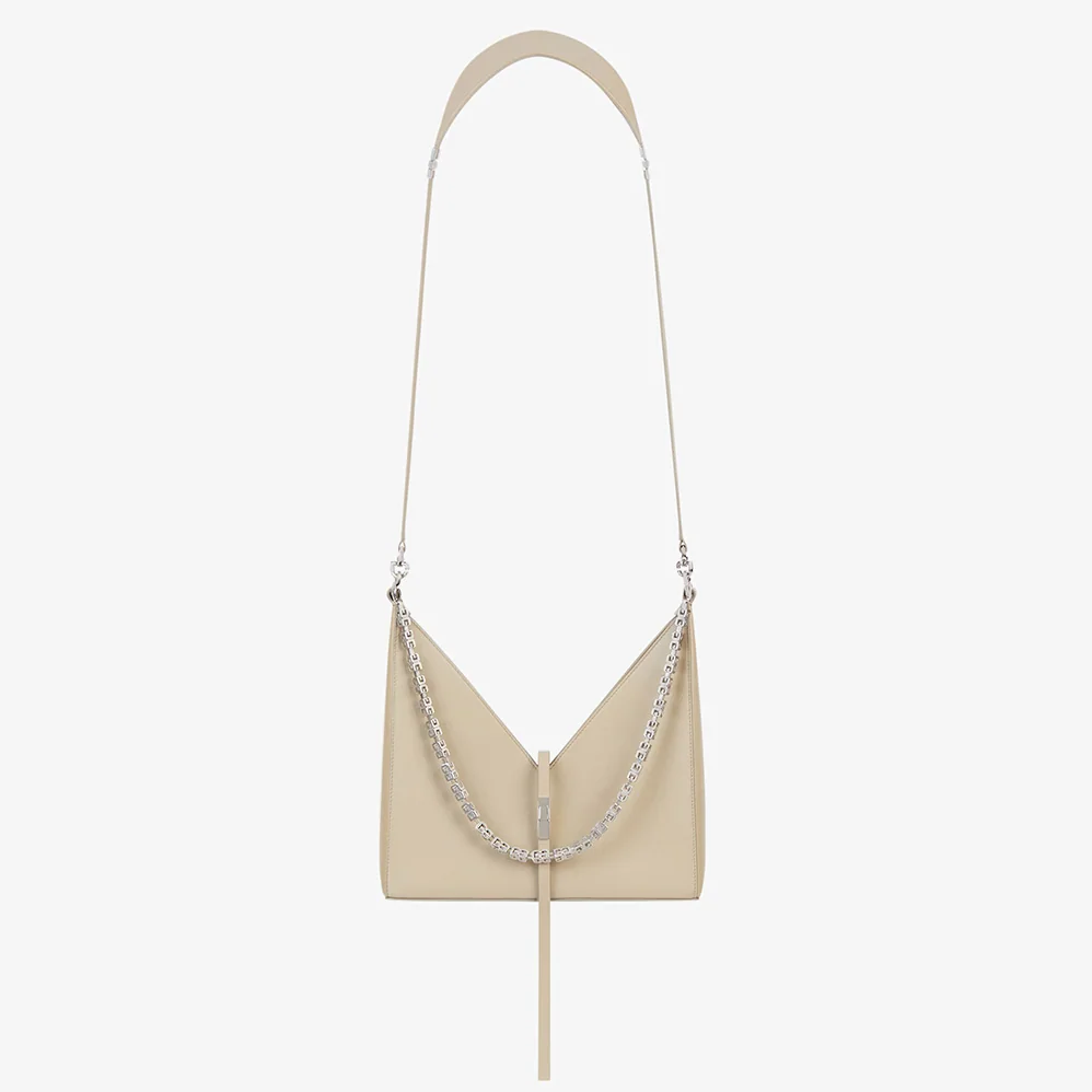 Givenchy Small Cut Out Bag in Box Leather with Chain for Women in Beige Givenchy Small Cut Out Bag in Box Leather with Chain for Women in Beige