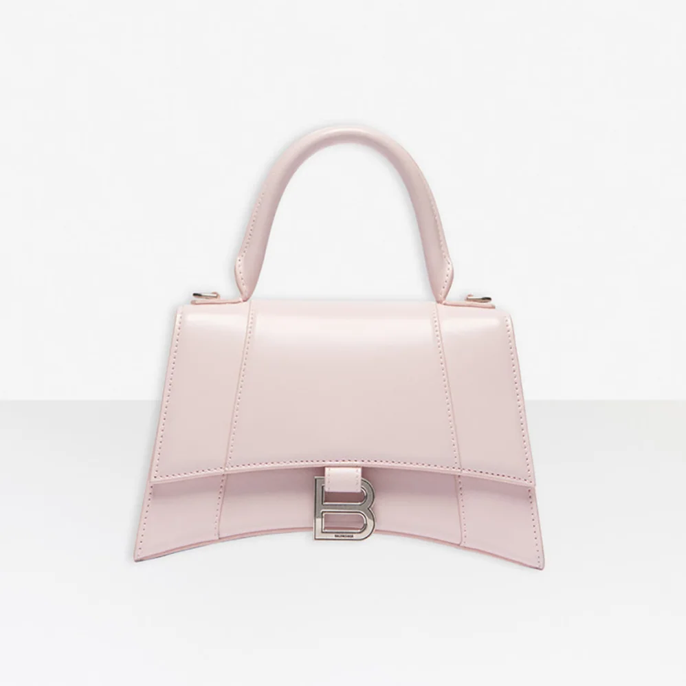 Balenciaga Hourglass Small Top Handle Bag in Light Pink Shiny Box Calfskin for Women
