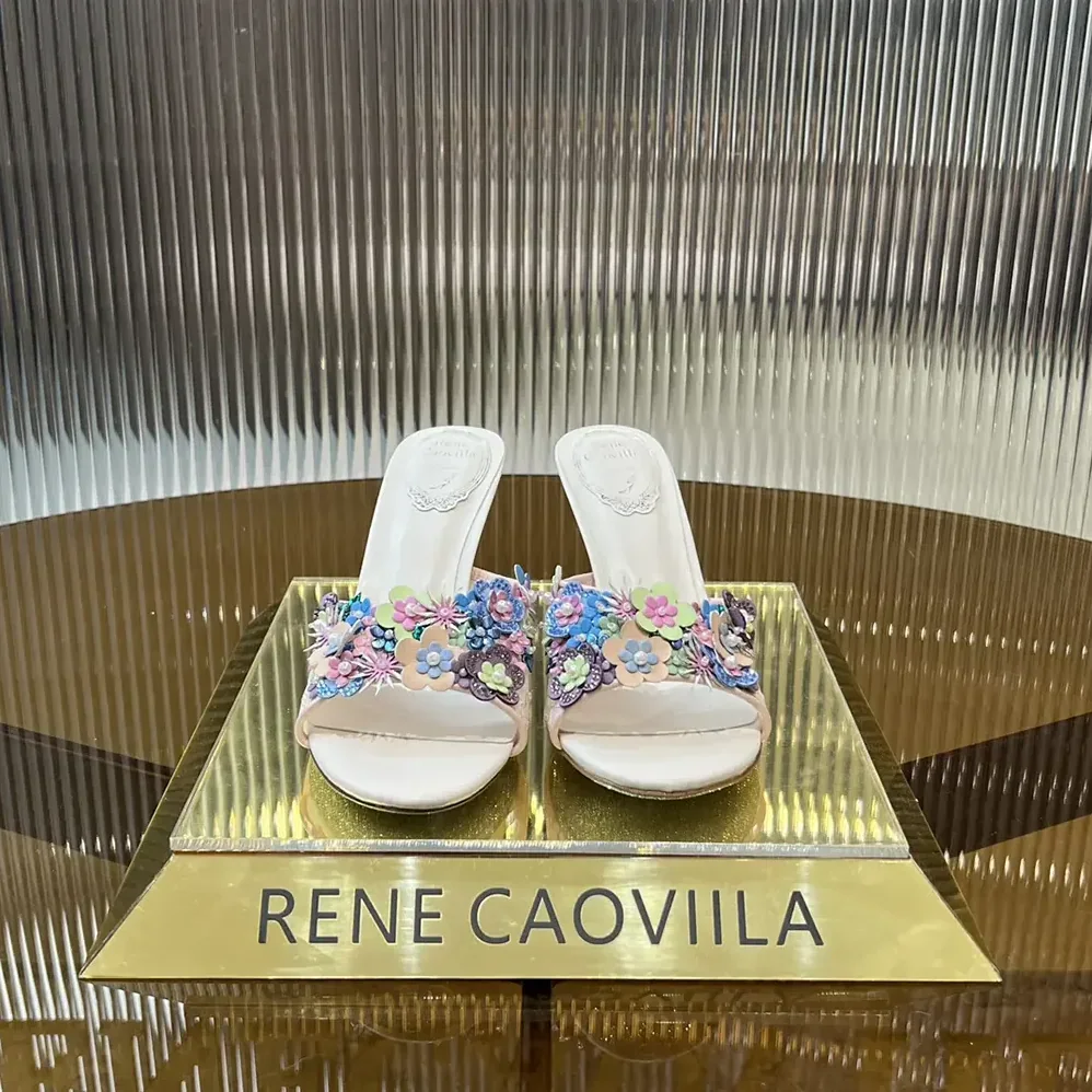 Rene Caovilla Roxanne Nude Slider Sandal 80 for Women