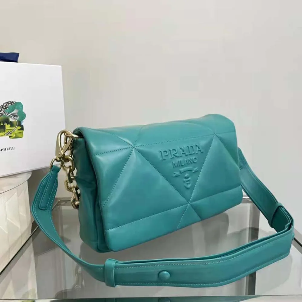 Prada Padded Nappa Leather Shoulder Bag for Women in Lime