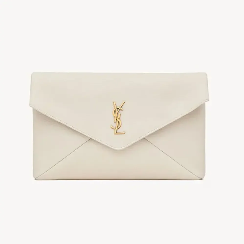 Saint Laurent YSL Cassandre Large Envelope Pouch In Lambskin White 29cm for Women Saint Laurent YSL Cassandre Large Envelope Pouch In Lambskin White 29cm for Women