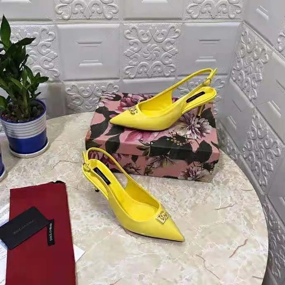 Dolce Gabbana D&G Patent Leather Slingbacks with DG Logo for Women Dolce Gabbana D&G Patent Leather Slingbacks with DG Logo for Women