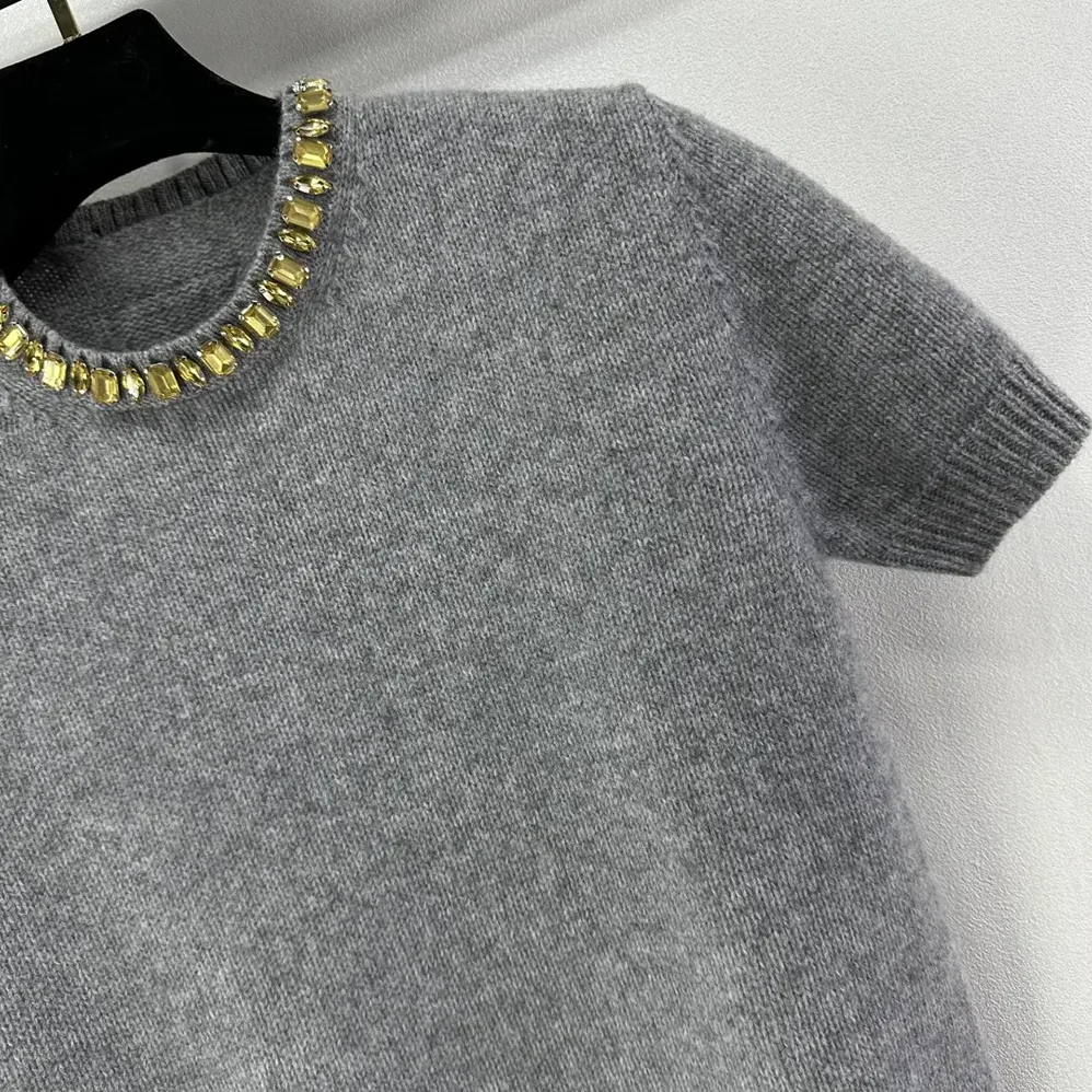Prada Wool And Cashmere Crew-Neck Sweater for Women in Grey