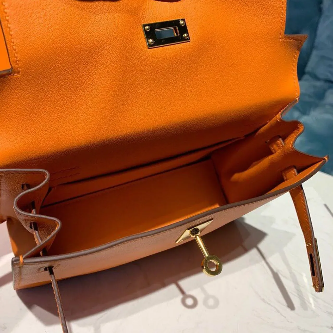 Hermes Kelly Danse II Bag Swift Orange Gold Hardware /