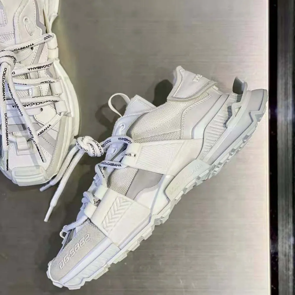 Dolce Gabbana D&G Mixed-Materials Space Sneakers for Unisex in White Dolce Gabbana D&G Mixed-Materials Space Sneakers for Unisex in White