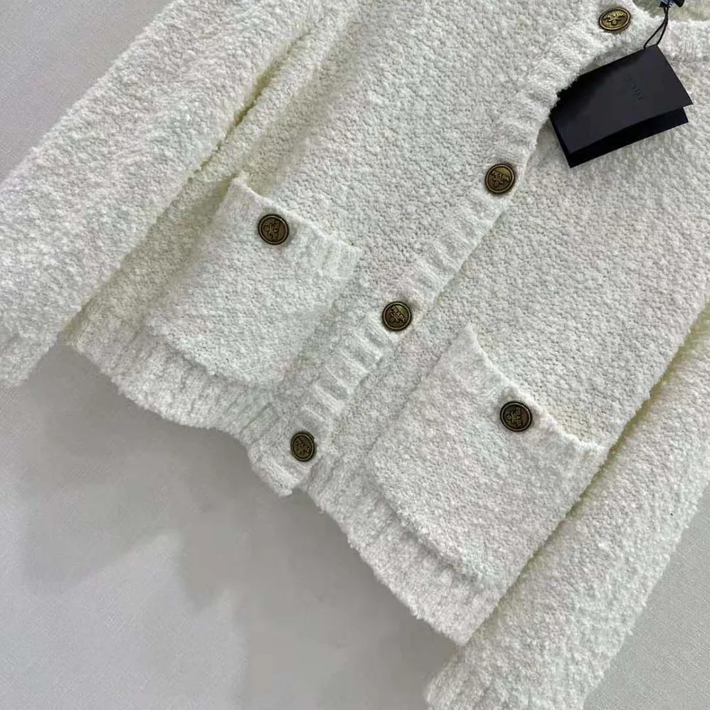 Prada Bouclé Mohair Cardigan for Women in White