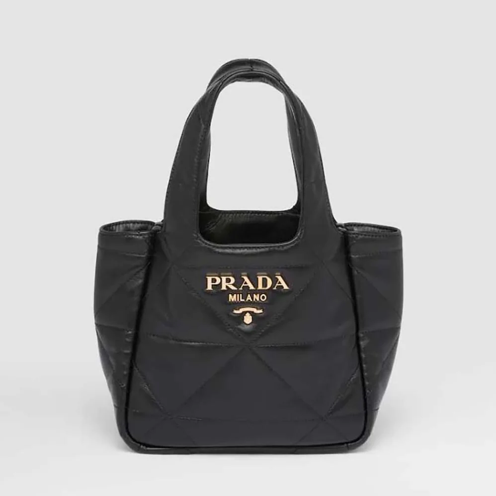 Prada Small Nappa-Leather Tote Bag with Topstitching for Women Prada Small Nappa-Leather Tote Bag with Topstitching for Women