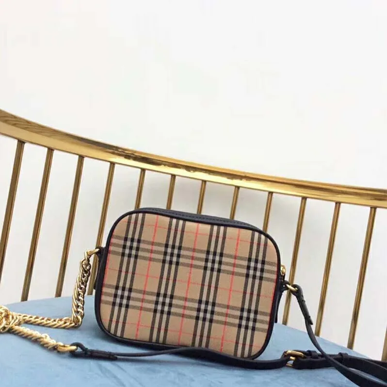 Burberry The 1983 Check Link Camera Bag for Women in Black Burberry The 1983 Check Link Camera Bag for Women in Black