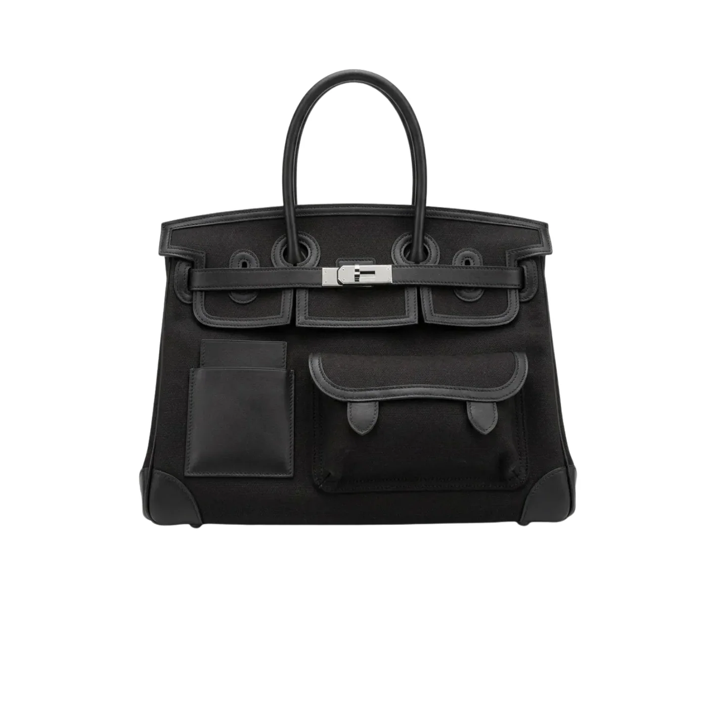 Hermes Birkin Cargo 35 Top Handle Bag in Black Silver Hardware Hermes Birkin Cargo 35 Top Handle Bag in Black Silver Hardware