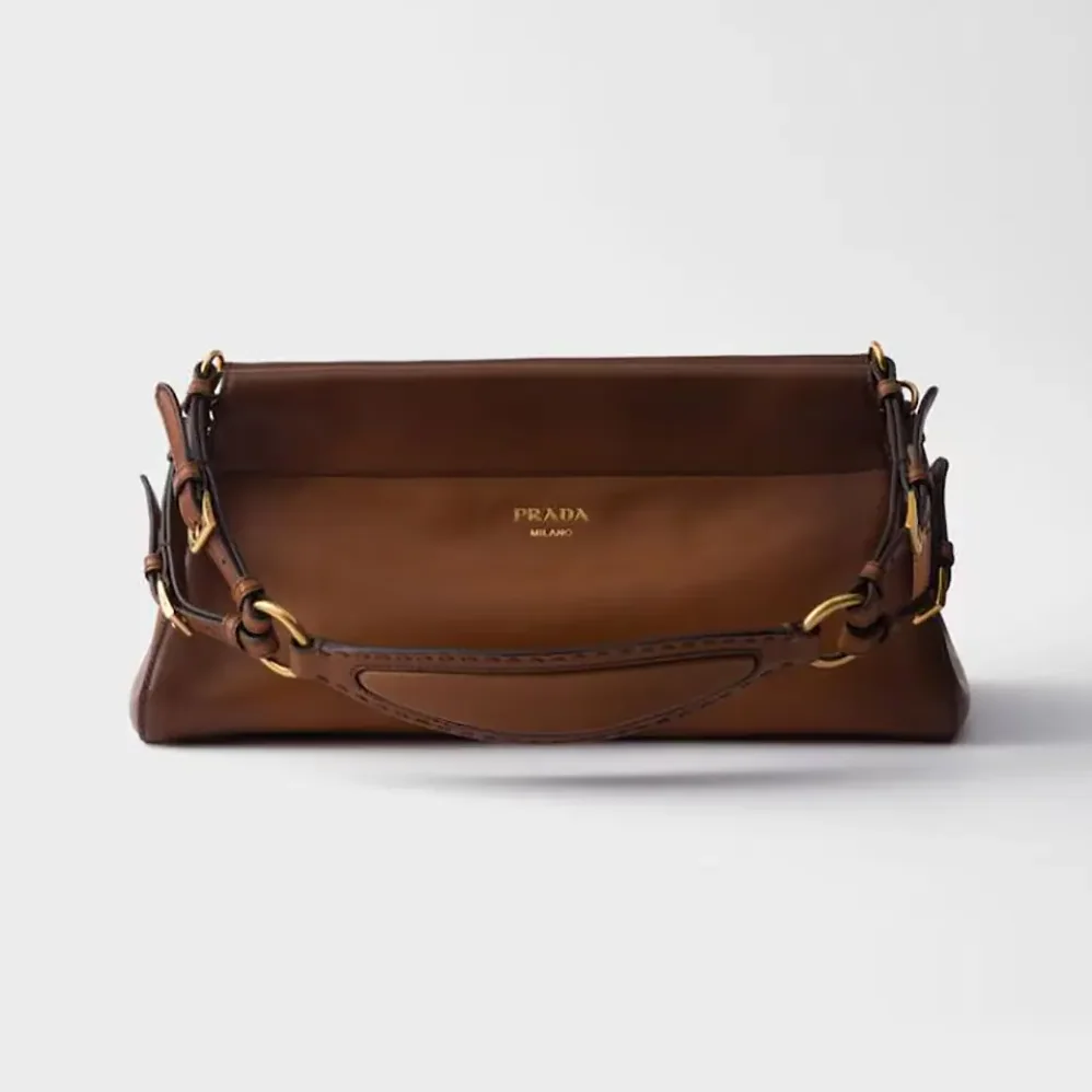 Prada Enchaîné Medium Leather Bag for Women in Brown