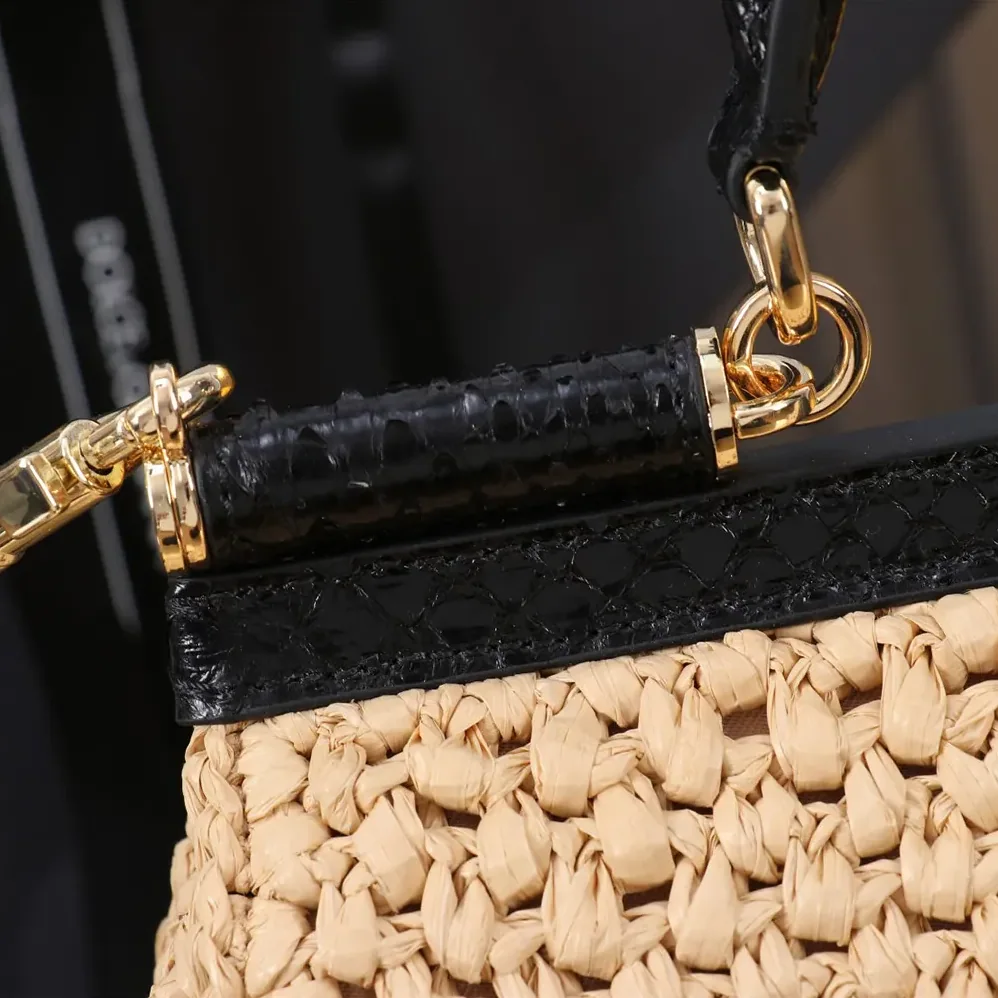 Dolce Gabbana D&G Elongated Medium Sicily Handbag in Crochet Raffia for Women