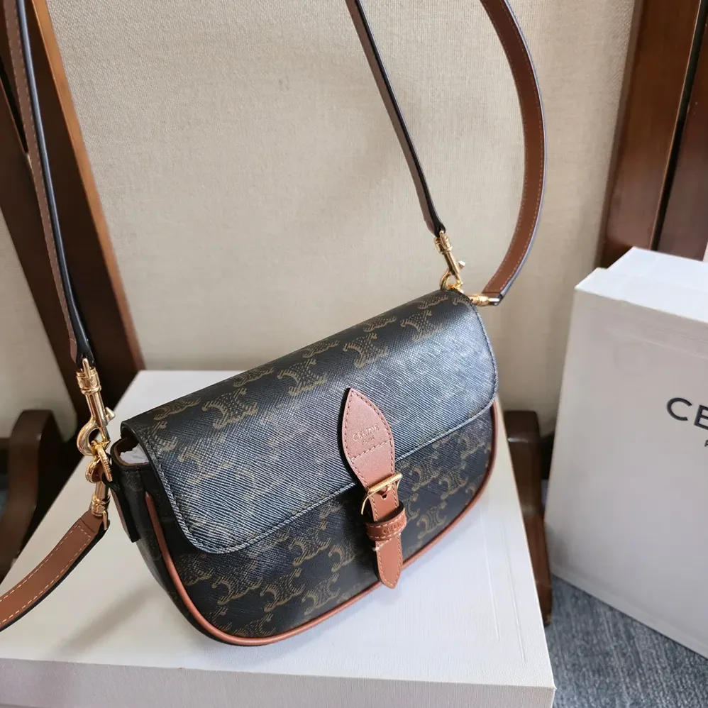 Celine Folco Shoulder Bag in Triomphe Canvas and Calfskin for Women Celine Folco Shoulder Bag in Triomphe Canvas and Calfskin for Women