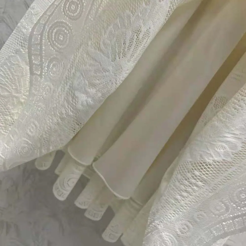 Dior Flared Mid-Length Skirt Ecru Technical Cotton Lace with D for Women in Lace Butterfly Motif Dior Flared Mid-Length Skirt Ecru Technical Cotton Lace with D for Women in Lace Butterfly Motif
