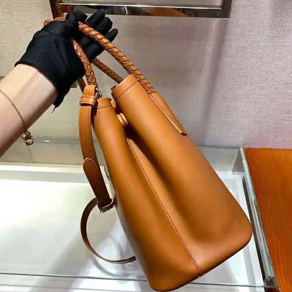 Prada Prada Double Medium Leather Handbag for Women in Brown Prada Prada Double Medium Leather Handbag for Women in Brown