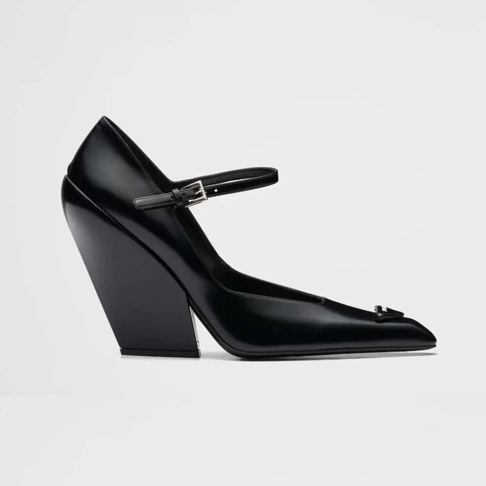 Prada Brushed Leather Pumps for Women in Black