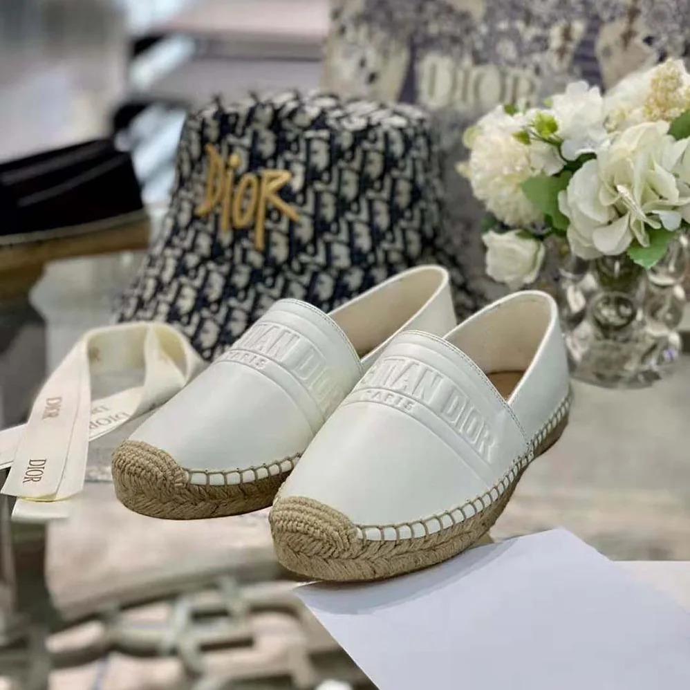 Dior Dior Granville Espadrille White Embossed Lambskin for Women Dior Dior Granville Espadrille White Embossed Lambskin for Women
