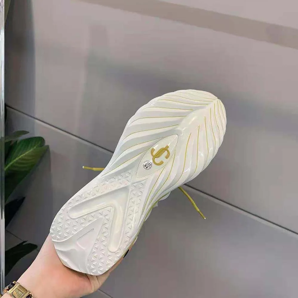 Jimmy Choo Cosmos/F Marl Grey Lime and Pink Leather and Neoprene Low for Women in Top Trainers
