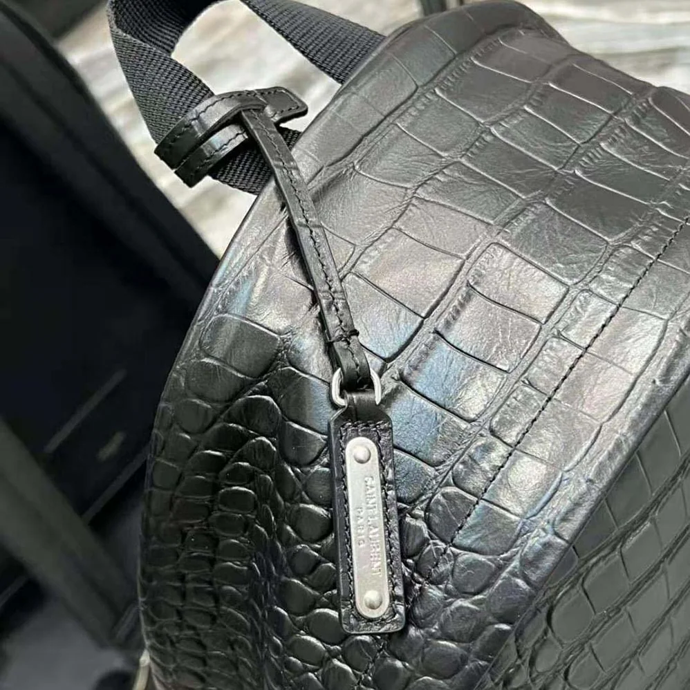 Saint Laurent YSL City Backpack in Crocodile for Women in Embossed Leather Saint Laurent YSL City Backpack in Crocodile for Women in Embossed Leather