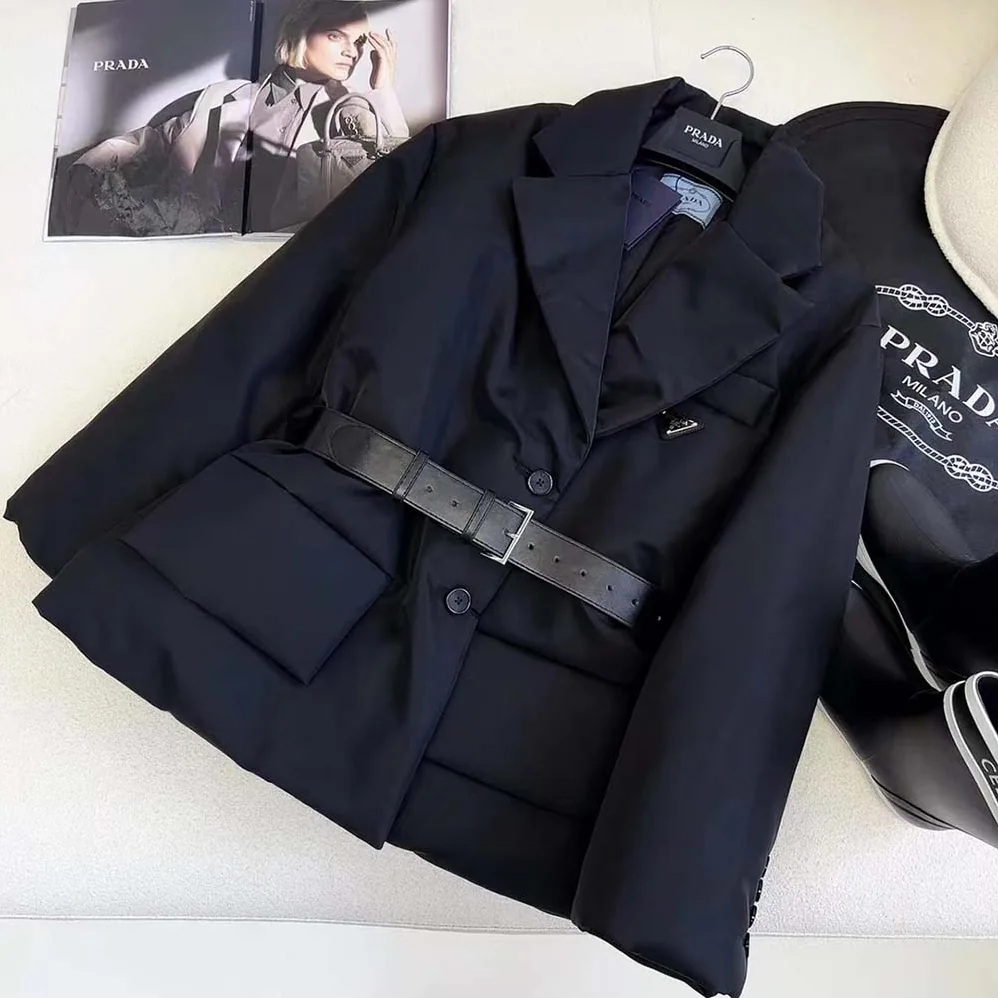 Prada Re-Nylon Gabardine Puffer Jacket for Women in Black
