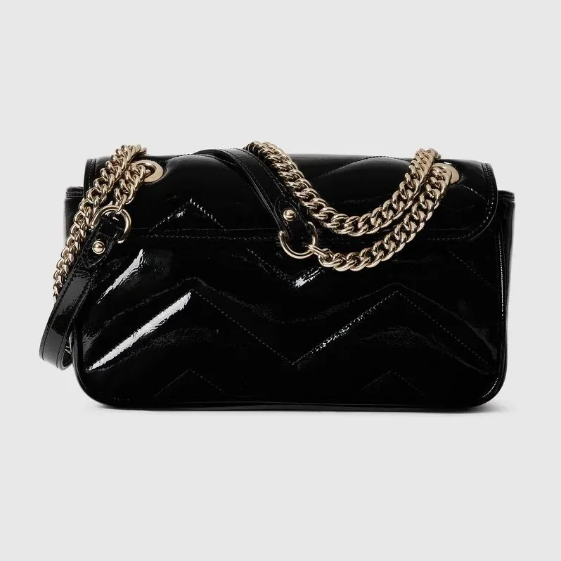 Gucci GG Marmont Small Shoulder Bag in Black Gold Hardware Gucci GG Marmont Small Shoulder Bag in Black Gold Hardware